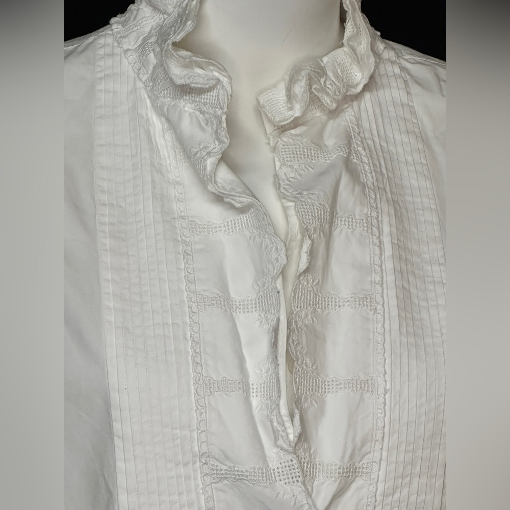 Isabel Etoile Marant Size 36 White Ruffled Long Sleeve Tunic Dress - Picture 4 of 10
